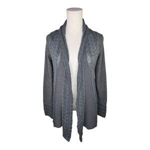 Anthropologie Knitted & Knotted Wool Mohair Mixed Knit Open Front Cardigan Gray